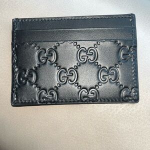 NEW Gucci Micro Guccissima Black Leather Card Case